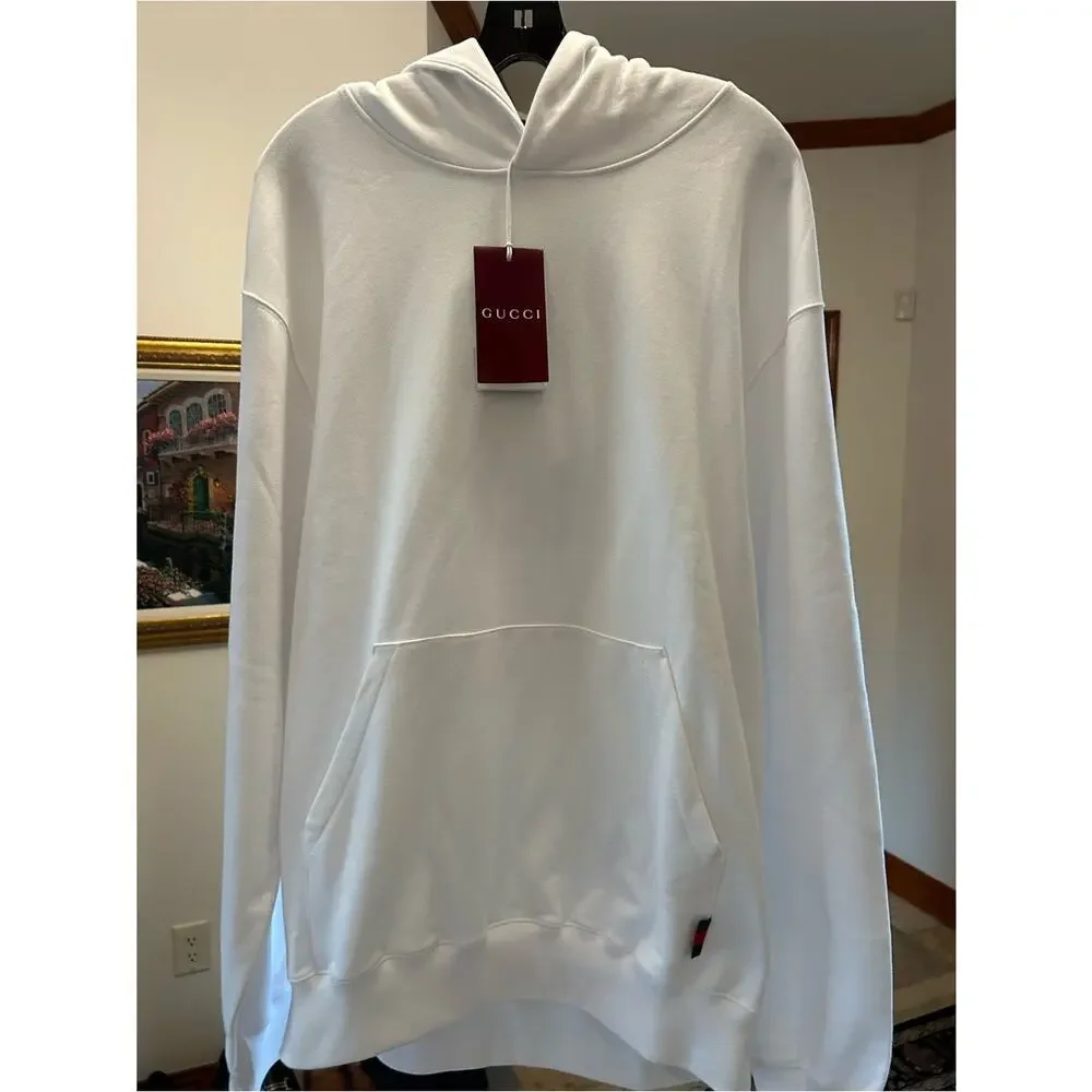 Men's Gucci 100% cotton web striped red/green hoodie size XL made in Italy